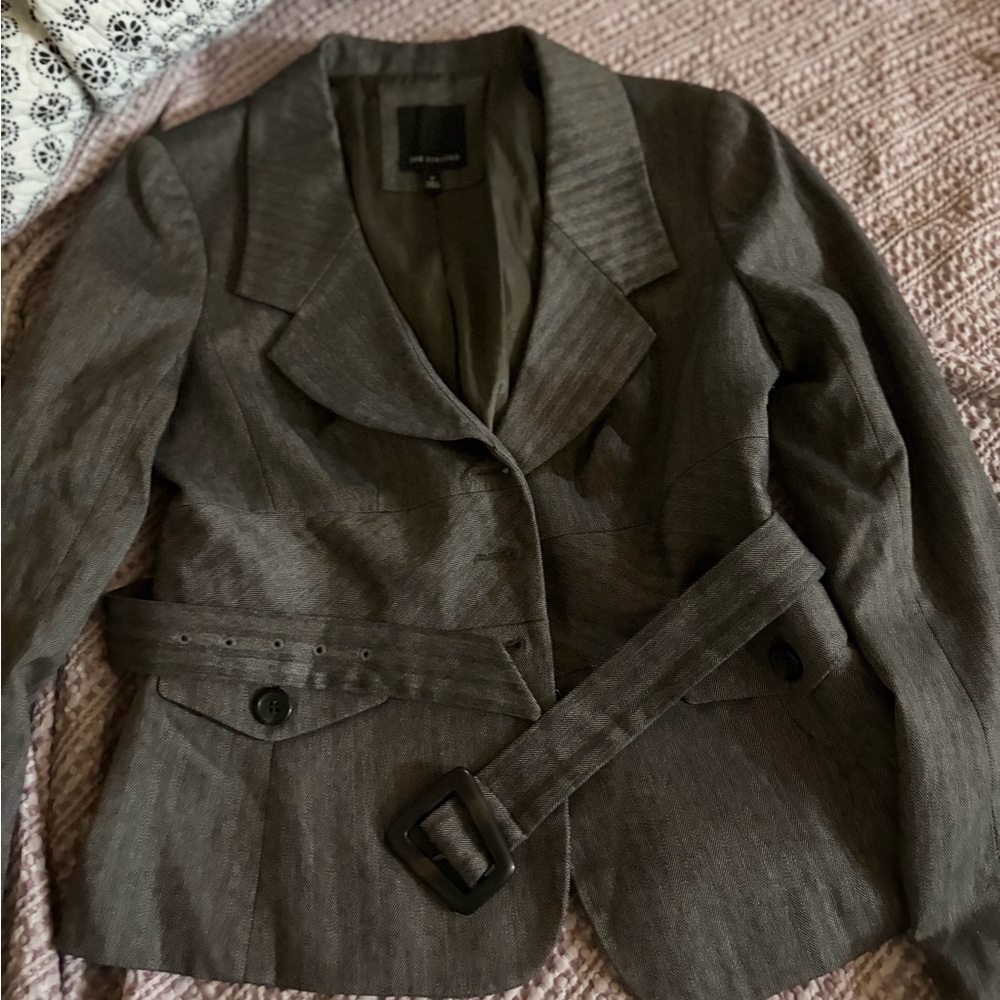 The Limited Charcoal/Tan Belted Blazer